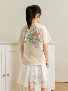 2pcs/Set Tween Girls Casual Printed Crew Neck Short Sleeve T-Shirts, Summer Tops - Multicolor - View 4