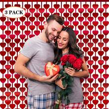 1/2/3/4pcs Red Heart Shape Tinsel Foil Fringe Streamers| Valentines Photo Backdrop, Streamer Backdrop For Birthday, Engagement, Wedding, Bridal Shower, Universal Fit - 1PC - 查看 8