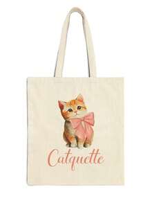 3pcs/6pcs/10pcs Customized Text Tote Bags, Pink Bow Tote Bag, Cat Tote Bag, Holiday Tote Bag, Birthday Gift, Anniversary Gift, Gift For Her - Multicolor - View 6