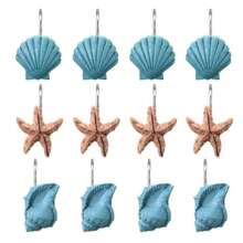 12-Piece Resin Marine Series Hook - Seashell Decor Curtain Shower Curtain Metal Hook - Blue - View 5