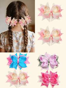 2Pcs 5 Inch Girl Hair Bow Fashionable Teenagers Hair Bows With Clips For Festivals Party - Multicolor - View 2