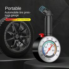 重型高精度轮胎压力表 - 双 PSI/KPa 刻度，量程 0.5-7.5 PSI/0-100 KPa，金属和塑料材质，便携式轮胎充气表，带红色指针，适用于卡车、摩托车、房车、全地形车、汽车零部件、汽车配件、汽车测试工具、轮胎部件、轮胎压力表、丰田海狮、工具、汽车零部件、摩托车零部件、圣诞节 - 胎壓計 - 查看 2