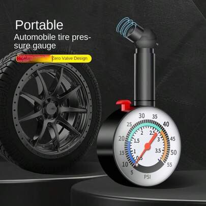 Heavy Duty High Precision Tire Pressure Gauge - Dual PSI/KPa Scale, Range 0.5-7.5 PSI/0-100 KPa, Metal And Plastic Material, Portable Tire Inflator Gauge With Red Pointer, Suitable For Trucks, Motorcycles, RVs, ATVs, Auto Parts, Automotive Accessories, Automotive Testing Tools, Tire Parts, Tire Pressure Gauge, Hiace, Tools, Automotive Parts, Motorcycle Parts, Christmas