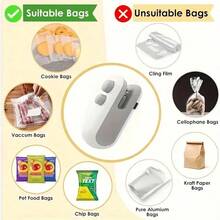 No More Stale Snacks! USB Mini Bag Sealer - Handheld Device To Instantly Re-Seal Any Chip Bag Or Plastic Pouch, Portable & Easy Use - 白色 - 查看 6