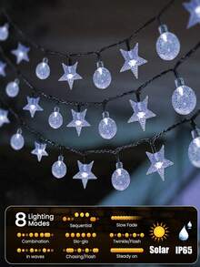 1 Stück Solargarten-Lichterkette, 20/50/100 LEDs Solarkristall-Bubbelkugel-Sternenlicht, wasserdicht für den Außenbereich mit 8 Modi, Lichterkette für Hochzeit, Geburtstag, Party, Camping, Garten, Halloween, Weihnachtsbaum, Gartenbaum (Warmweiß, Mehrfarbig) - Dunkelgrün - Übersicht 6