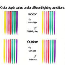 5pcs 22-Inch Wine Red Straight Hair Extensions With Shiny Threads, Thick Straight Hair Pieces Suitable For Women - Multicolor - View 11