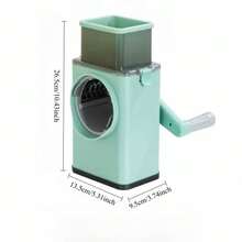 Heavy Duty Manual Rotary Slicer And Grinder - Handheld Plastic Vegetable Cutter With Adjustable Blades, Multi-Functional Veggie Chopper For Carrots, Cucumbers, Potatoes, Cheese, Nuts - Compact Kitchen And Catering Tool Easy To Clean - Green - View 10