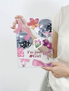 Y2K少女风拼贴iPad保护套 - 迪斯科球、蝴蝶结、樱桃图案、“我只是个女孩”标语、唇印、防震美观保护套，兼容iPad 11代、iPad 10代、iPad A16 - 無色 - 查看 38