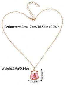 1 pieza Collar con colgante de capibara de dibujos animados lindo con lentejuelas, regalo para la mejor amiga - Multicolor - Ver 2