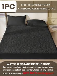 1件绗缝床笠，床上用品，床垫保护套，床罩，黑色床笠，舒适家纺，透气防起球床垫保护套，卧室装饰，装饰性床笠，适用于卧室、宿舍，适合所有床型 - 单人床、双人床、大号床、特大号床，四季皆宜，可机洗，不含枕头和枕套，房间装饰 - 黑色 - 查看 2