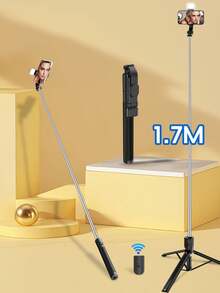 Bastone Selfie Estensibile in Acciaio Inossidabile da 170 cm, con Riflettore e Telecomando Bluetooth, Compatibile con Smartphone iOS/Android, Adatto per Viaggi, Vlogging, Live Streaming e Fotografia all'Aperto - Tagli Unica - Visualizzare 1