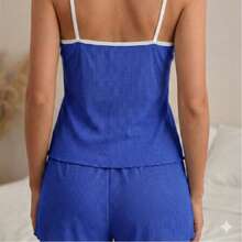Blue Ribbed Lace Babydoll - azul real - Ver 2