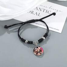 1pc New Witch Hunting Bracelet, Handmade Woven Fashion Bracelet With Time Gem, Black Wristband Accessory - Multicolor - View 13
