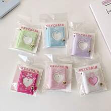 Hisocute Mini 2-Inch Keychain Pendant Photo Album, Girl's Heart-Shaped Sticker Storage Album, ID Card Holder, Gift, Holiday Gift, Birthday Gift, Perfect Gift - Multicolor - View 4
