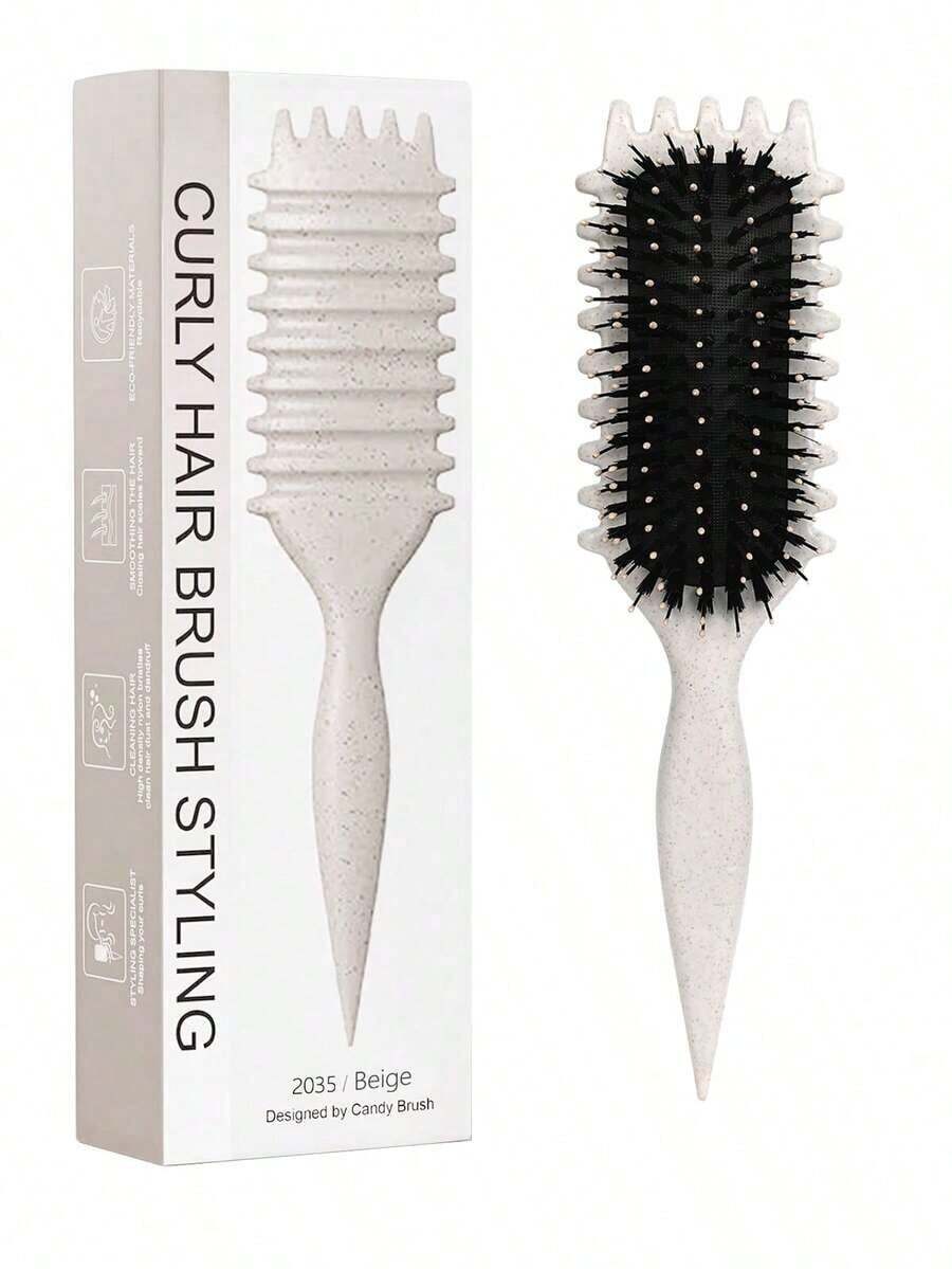 Hair Brushes-EU+UK Curling Hair Brush, Suitable For Styling, Shaping And Setting Curly Hair, For Both Men And Women, Can Be Used On Dry Or Wet Hair - 彩色 - 查看 1