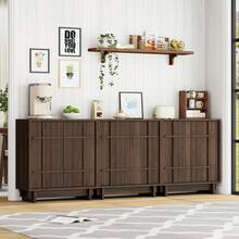 GIKPAL Sideboard Buffet Cabinet With Storage, 31" Mid Century Storage Cabinet With Lines Panel Doors, Adjustable Shelf For Kitchen Dining Room, Wood Accent Cabinet For Living Room, Walnut - 1個核桃 - 查看 4