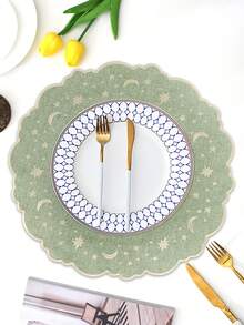1/2/4件装刺绣布艺节日餐垫，适合婚礼派对餐桌装饰，简约优雅的欧式风格布艺桌布，星月图案餐垫 - 彩色 - 查看 4