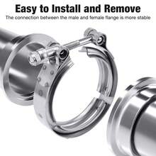 2/4PCS 3 Inch V Band Clamp, 3" Universal Stainless Steel V-Band Bolt Clamp With Flat Flange For Exhaust Pipes, Muffler Ends Connecting - 銀色 - 查看 4