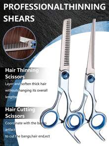 Professional 6-Inch Haircutting Scissors | Ergonomic Handle With Blue Accent For Sensitive Skin | Suitable For Salon & Home Use | Men's/Women's Haircutting Accessory For All Hair Types | Streamlined Design & Durable Construction - Multicolor - View 2