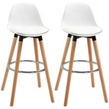 Set Of 2 Bar Stools, Kitchen Stools, Bar Chairs With Footrest, Faux Leather, White, 38.5 X 42.5 X 91 Cm, For Dining Room, Kitchen - White - View 7
