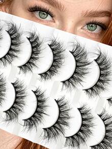 7 Pairs Curly & Messy Faux Eyelashes, 3D Natural & Fluffy Synthetic Mink Reusable Eyelashes, Gift For Women Daily Makeup - Natural Short Lashes - View 1