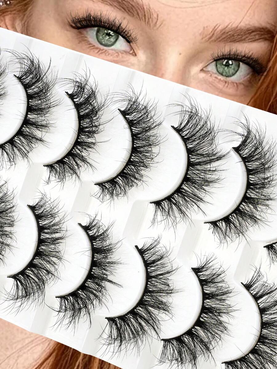 7 Pairs Curly & Messy Faux Eyelashes, 3D Natural & Fluffy Synthetic Mink Reusable Eyelashes, Gift For Women Daily Makeup - Natural Short Lashes - View 1