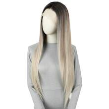 ZigZag Hair 13x4 Inch Ombre Synthetic Lace Front Wig, Pre-Plucked Natural Hairline, Glueless Heat Resistant Fiber Hair, Unisex - Multicolor - View 7