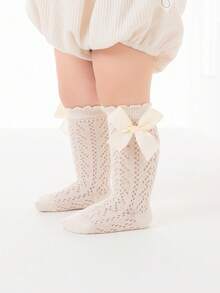 3双网眼蝴蝶结腿套，婴儿/幼儿袜，甜美公主风防蚊袜 - 彩色 - 查看 8