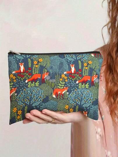 Túi đựng đồ kiểu Bohemian họa tiết cáo - Thích hợp cho trường học, trang trí nhà cửa, đựng trang sức, cũng có thể dùng làm hộp bút hoặc túi đựng đồ ăn nhẹ, lý tưởng cho sử dụng hàng ngày, món quà tuyệt vời cho sinh nhật, Ngày Nhà giáo, Lễ tốt nghiệp, Lễ Tạ ơn.