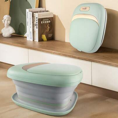 (EU Plug) 1pc Foldable Electric Foot Spa Bath Massager, Automatic Temperature Control, Foot Massage Basin With Rollers, Ideal For Gift Or Personal Use