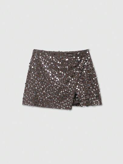 Summer Fashion Beaded Decor Double-Breasted Mini Skirt