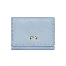 Bowknot Accent Minimalist Tri-Fold Women Wallet Multiple Card Slots Cute Cat Ear Design PU Snap Button Short-Style For Students Birthday Pink Bag Christmas Gifts Gift Thanksgiving For Women Wallet Purse Wallet Small Wallet - 粉色 - 查看 3