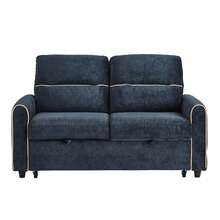MERAX Chenille Pull Out Sofa Bed, 58-Inch Sofa Bed, Sleeper Sofa, Loveseat Sofa With Adjustable 3 -Position Backrest, 4 Side Pockets And Charging Ports For Living Room, Blue - Màu xanh lam - Xem 9