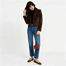 Flats For Women, Mary Jane Ballet Flats With Pearl Strap Square Toe Ballerina Walking Wedding Bride Party Dress Shoes - 深棕色 - 查看 3