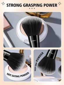 36 PIEZAS Juego de herramientas de maquillaje que incluye: 25 PIEZAS Juego de brochas de maquillaje + 2 PIEZAS Esponjas de maquillaje + 2 PIEZAS Esponjas de maquillaje mini + 2 PIEZAS Borlas de polvo triangulares + 2 PIEZAS Borlas de polvo de cojín de aire mini + 1 diadema + 2 PIEZAS Correa de tazón de mano - Negro - Ver 3