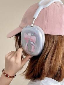 1 Pair Bowknot Rabbit TPU Bluetooth Earphone Protective Case With Cute Cartoon Star Pattern, Compatible With Airpodsmax/Airpodsmax 2 Over-Ear Headphones, Minimalist Creative Cover (Earphones Not Included) - Clear - View 5