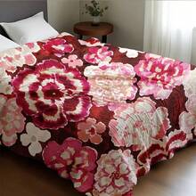 1pc 2D Printing Soft Polyester Fiber Woolen Blanket Blanket Watercolor Flower Print Design Pink Full Printed Pattern Suitable Sofa Bed Office Travel Camping Four Seasons Universal Decoration Perfect Valentine's Day Gift Girlfriend Send Friends Send Family Home Decoration Atmosphere Create - As Shown In the Figure - View 3