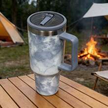 Large 1200ml Capacity, Ideal For Those Who Drink A Lot Of Water. Stainless Steel Material, Keeps The Temperature For Longer. With Straw And Lid, Practical For Drinking Without Spilling. Side Handle, Easy To Carry. Gradient Design In Pastel Colors, Modern And Stylish. Perfect For Work, Gym, Travel And Car. - 霧霾藍 - 查看 3