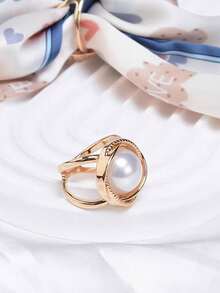 Versatile Styling Kit: 3-In-1 Gold Faux Pearl Scarf Ring, Knot Buckle & Brooch Set For Women, Multi-Functional Accessory For Silk Scarves - Ideal For Back To School, Chinese New Year & Valentine's Day Outfits - Silk Scarf Clip - View 3