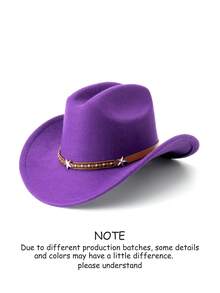 Unisex Felt Fedora Hat Decorated With A Star And Belt Buckle, Suitable For Parties, Western-Themed Events, Gatherings, Role-Playing, Graduation Ceremonies, Costume Balls, Festivals, Birthday Celebrations, Music Festivals, Hiking Trips, As Well As Daily Photo Shoots. - Style 1 - View 18