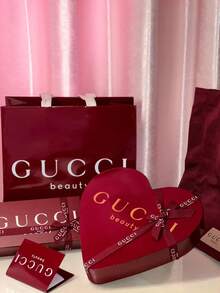 Gucci Ancora Red Valentine's Day Limited Heart-Shaped Gift Box & Gift Bag, Luxury Makeup Packaging Set For Lipstick, Perfume, Compact Powder And Other Cosmetics, Romantic Holiday Gift Box For Valentine's Day, Birthday, Special Occasions - Red - View 6
