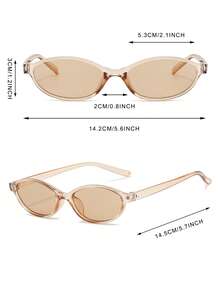 1 Pair Women's Champagne Oval PC Frame Vintage Solid Color Small Frame Fashionable Outfit Travel Holiday Fashion Glasses - Champagne - View 4