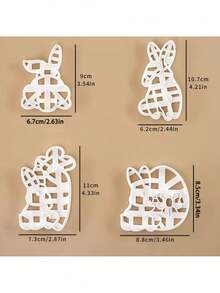 Juego de 4 piezas de cortadores de galletas de Pascua, sellos con diseño de conejo/huevo, sellos para galletas, moldes para hornear, herramientas para hacer galletas de postre, utensilios de cocina, moldes reutilizables, adecuados para manualidades DIY, regalos para fiestas de Pascua - Multicolor - Ver 14