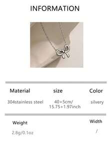 VJS 1pc Minimalist Bow Tie Necklace, Fashion Jewelry For Women - Necklace - View 9