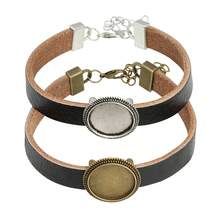 1 pieza Brazalete de cuero genuino en blanco para hacer joyas - Suministros de artesanía hechos a mano de estilo retro ajustables para DIY - pulsera de paleta - Ver 2