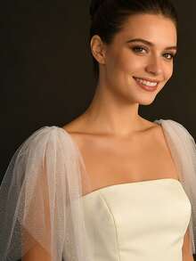 2pcs Sparkling Glitter Bridal Shawl Sleeves, Suitable For Weddings And Parties, Bridal Gowns, Dresses, Camisole Dresses - VG - View 6