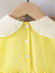 2pcs Baby Girls Vacation Dopamine Floral Ruffle Sleeveless Top And Long Pants Set, Summer - Yellow - View 4