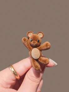 1pc Cute Bear Plush Hair Clip, New Women Side Notch Hair Clip, Girls Heart-Shaped Hair Clip, Versatile Hair Accessory Clip, Hair Clamp, Hair Clip, Hair Pin, Hair Clip, Hair Pin, Student Supplies - Multicolor - View 5