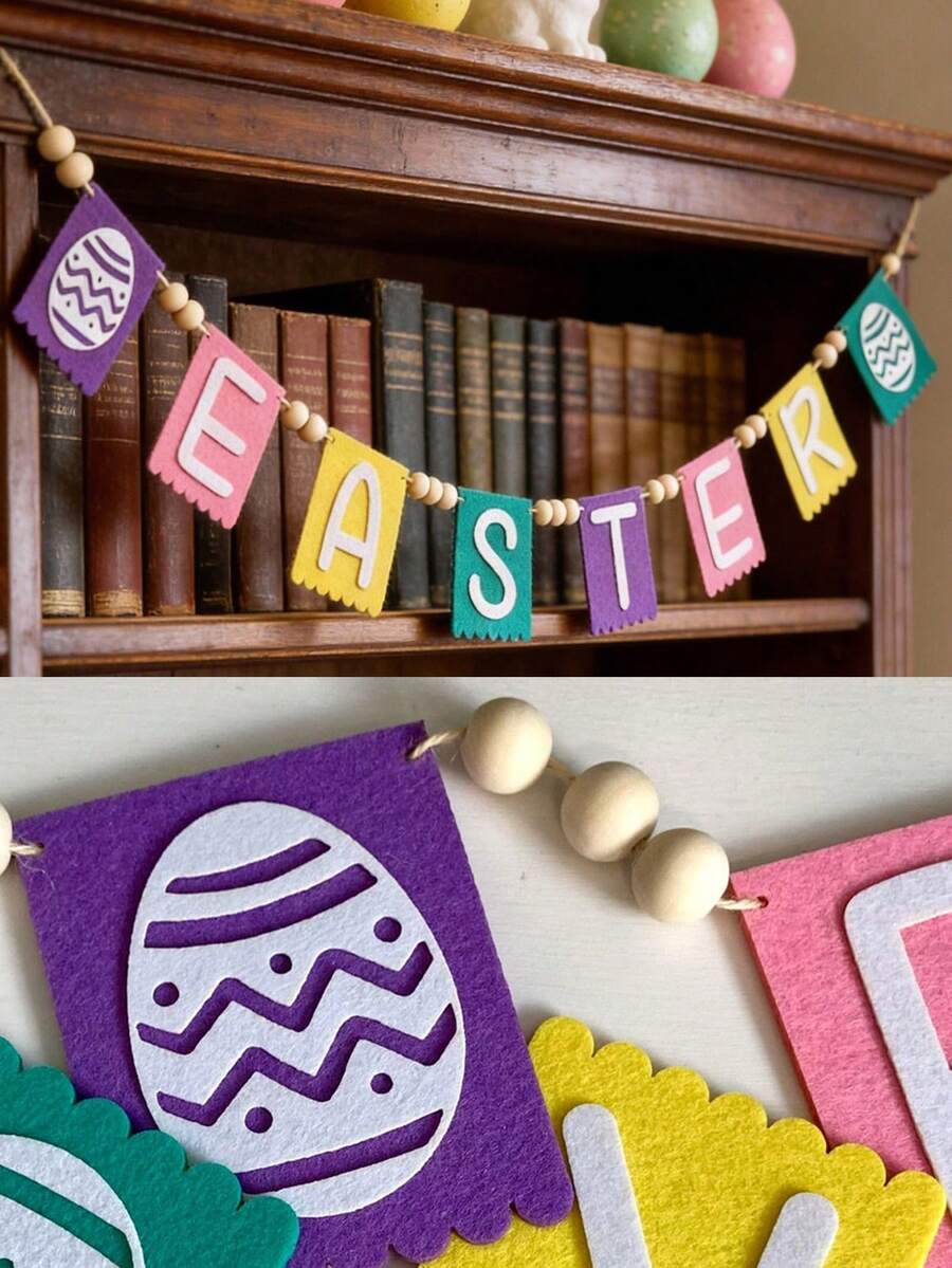 1 vòng hoa trang trí Phục Sinh, vòng hoa chữ "EASTER" và trứng bằng nỉ nhiều màu sắc, trang trí tiệc mùa xuân, biểu ngữ Phục Sinh đính hạt phong cách Boho, trang trí tường nhà ngày lễ, vòng hoa vải nhẹ trang trí tiệc, trang trí khung cửa lò sưởi, trang trí Phục Sinh phong cách Boho mộc mạc, biểu ngữ sự kiện mùa xuân, vòng hoa chữ trứng bằng nỉ rực rỡ.