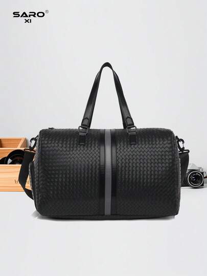 saroxi 1pc Men's Weekend Travel Bag, Large Capacity Crossbody Bag, Handbag, Fashion Casual Sports Bag, Shoe Compartment, Suitable For Travel, Commuting, PU Leather, Sports, Life, Luggage Backpack, Shoulder Bag, Tote Bag, Travel Bag, Men's Gift, Crossbody Bag, Business Casual, Large Capacity Sports Bag, Travel Essentials, Travel Accessories, Handbag, Men's Gift